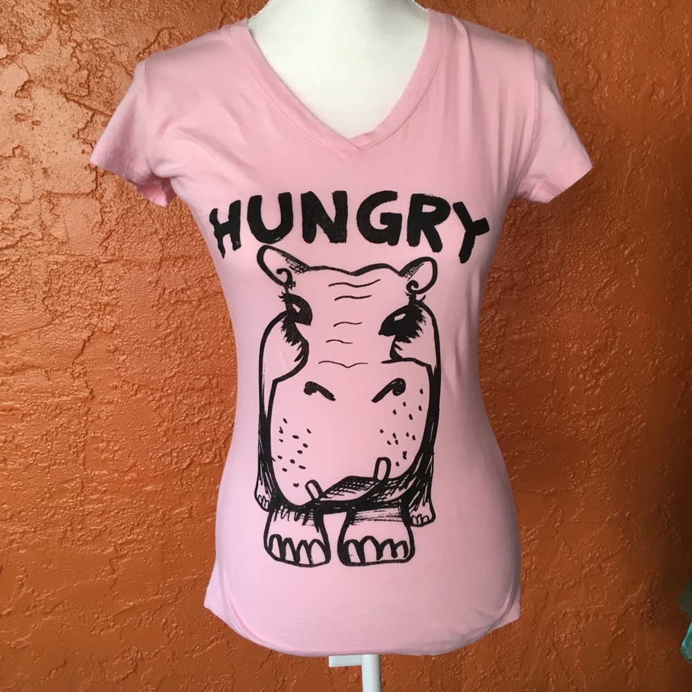 Next Level Pink Hungry Hippo Graphic Tee